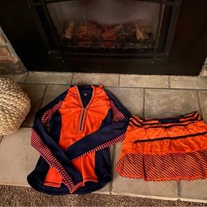 Lululemon Forme skort & top Size 6 Salmon Orange Navy stripe